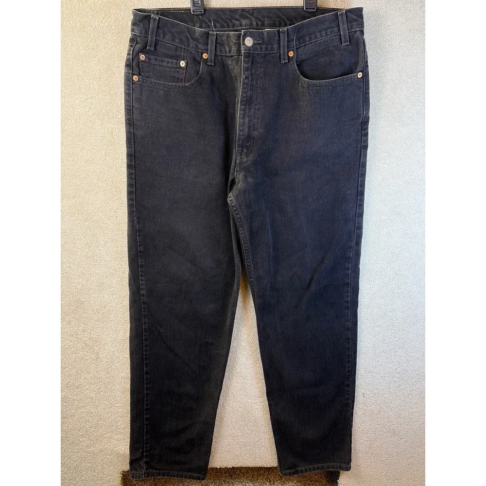 Vintage Levi's 550 Jeans Mens 38x34 (Fits 37x33) Black Denim Relaxed Tapered Leg